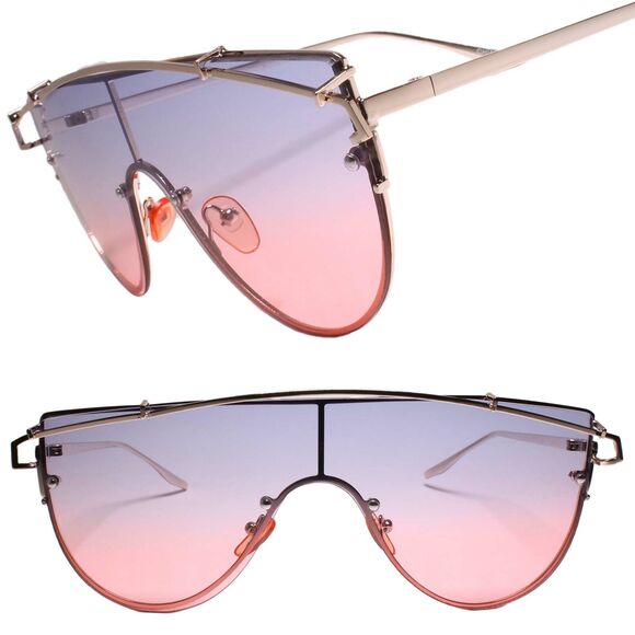 Kiss Accessories - Designer Sophisticated Fancy Fashionable Womens Sunglasses Blue & Pink Lens